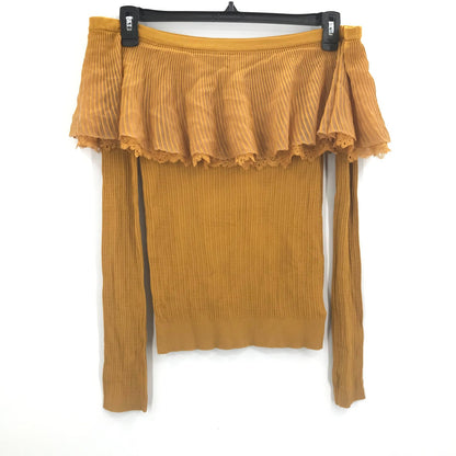 English Factory Frills Ruffle Knitted Off Shoulder Blouse Top Yellow Medium NWT