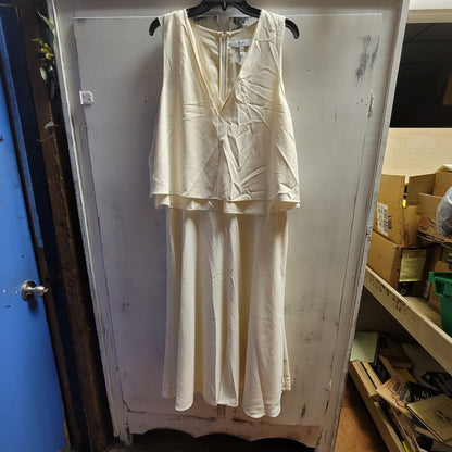 Reiss Viola Cream Layered size 16 dress midi NEW plus formal summer sleeveless