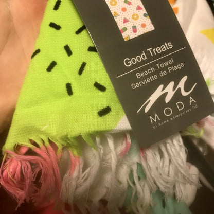 MODA NWT Good Treats Fringe Summer Beach Towel  bLANKET Multi LARGE cruise pool