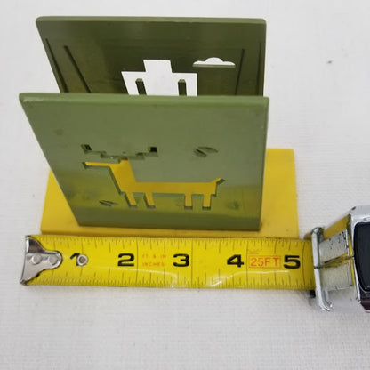 ST labre Indian School Green Yellow Napkin Holder Deer Camping