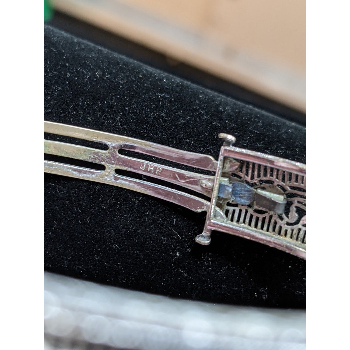 Peckham and Sons JHP 1920s Antique Amethyst Rhodium Plated Cuff Bangle