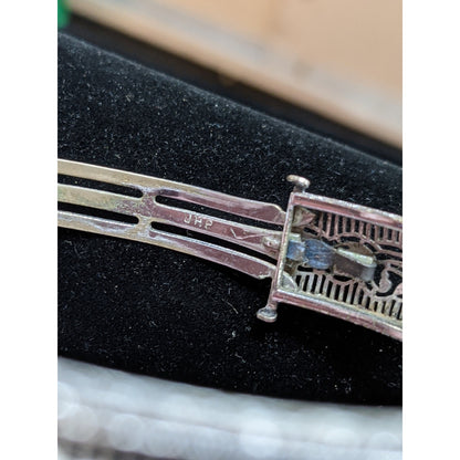 Peckham and Sons JHP 1920s Antique Amethyst Rhodium Plated Cuff Bangle