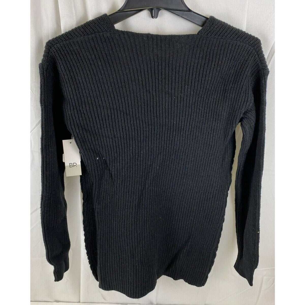BP. V-Neck Rib Knit Long Sleeve Sweater Size XXS/2XS Black NWT