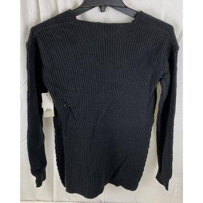 BP. V-Neck Rib Knit Long Sleeve Sweater Size XXS/2XS Black NWT