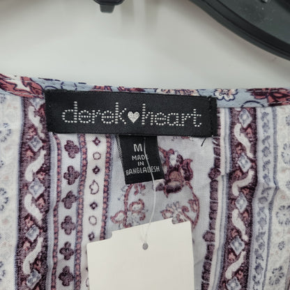 Derek Heart Medium Boho Blouse Top Shirt Multicolor Long Sleeve NEW Ruched Chest