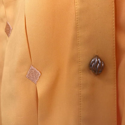 Laura & Layne Vintage Pleated Mustard Shirt Long Sleeves Ribbed Hem Size 14
