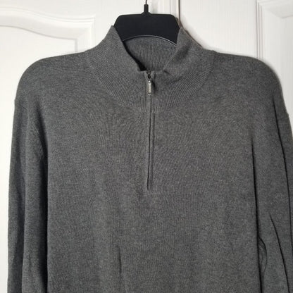 Wallin & Bros Pullover Sweater Quarter Zip Long Sleeve Mock Neck Charcoal Medium