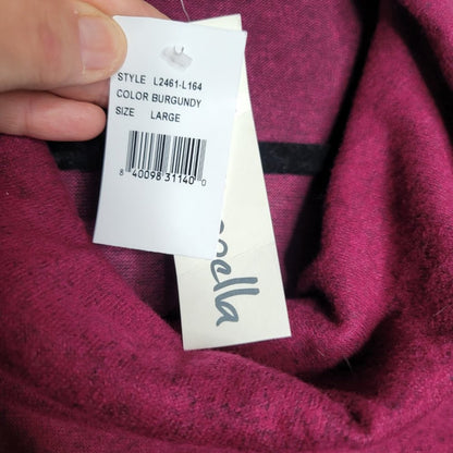Loveappella NWT Burgundy Sweater Top Long Sleeve Cowl Neck Large