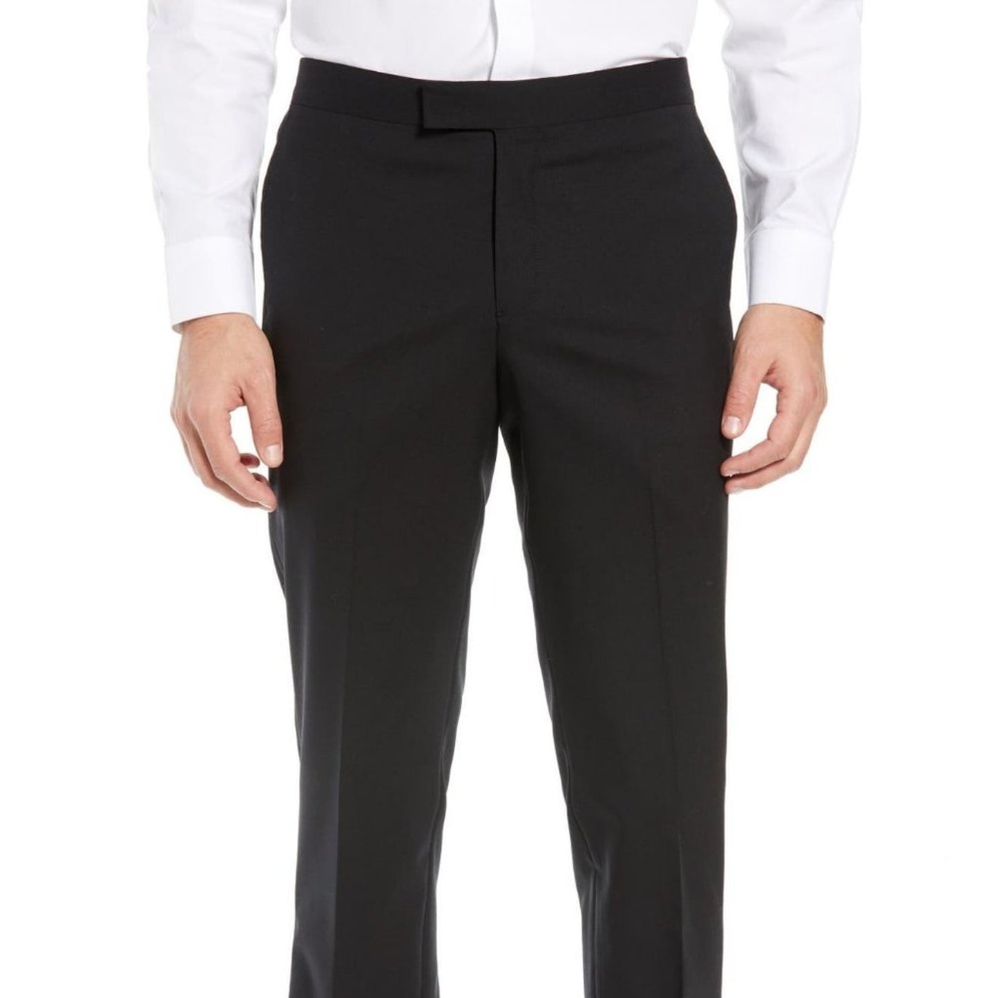 Penguin Tuxedo Slim Fit Stretch Wool Black Dress Pant 31" x 36" NEW satin stripe
