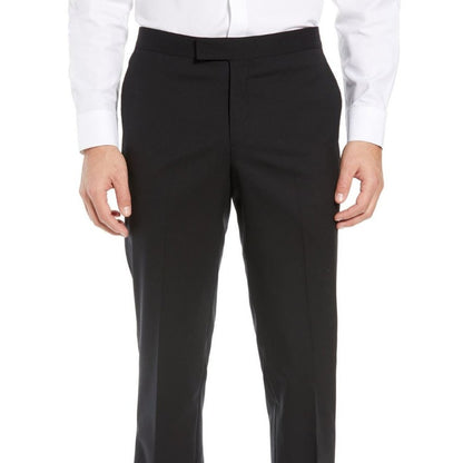 Penguin Tuxedo Slim Fit Stretch Wool Black Dress Pant 31" x 36" NEW satin stripe