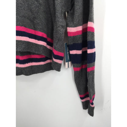 Court & Rowe Wool/Alpaca Pullover Hoodie Long Sleeve Stripe Gray Small NEW