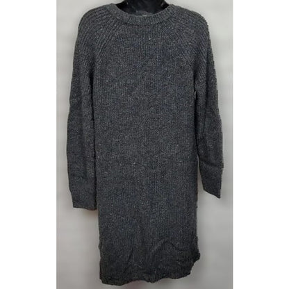 Madewell Pullover Rib Knit Wool Blend Dress Size Large in Flecked Charcoal NWT