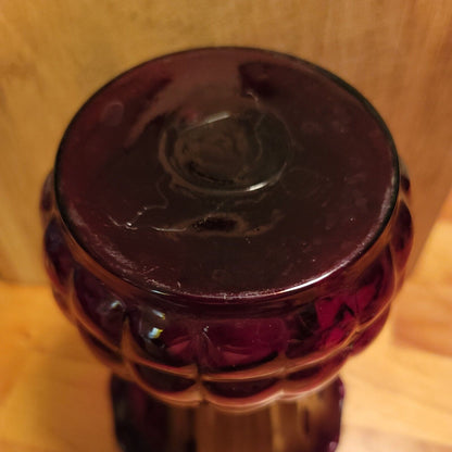 Anchor Hocking ROYAL RUBY Red Thistle Panel Bubble Pineapple Glass Vase 9" Vtg
