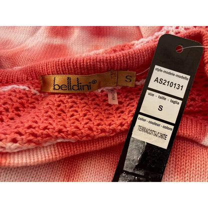 Belldini Tie Dyed Open Weave Pullover Sweater Top Size Small Terra Cotta NWT
