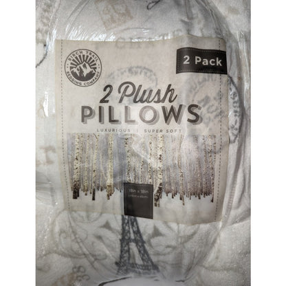 BIRCH TRAIL Bedding Paris Amour Plush Pillows 18" Decorative 2-Pack Taupe New