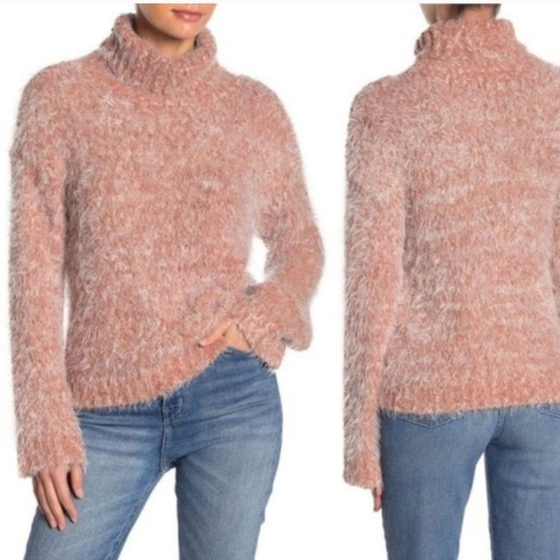 Abound Medium Tan Lion Marl sweater NEW soft fluffy turtleneck long sleeve soft