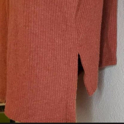 PST by Project Social T Rib Knit Soft Hoodie Top Sz Small Rust NWT Cozy Pullover