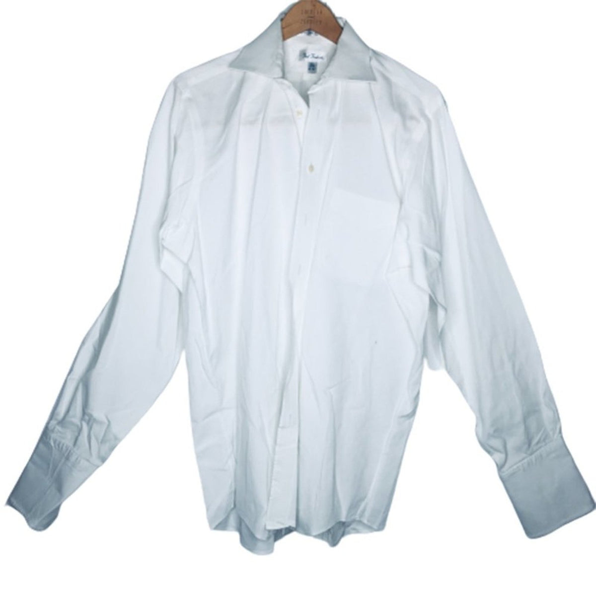 Paul Fredrick Button Down Shirt Long Sleeve Collared French Cuffs White Sz 16-37