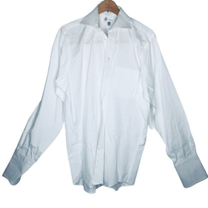 Paul Fredrick Button Down Shirt Long Sleeve Collared French Cuffs White Sz 16-37