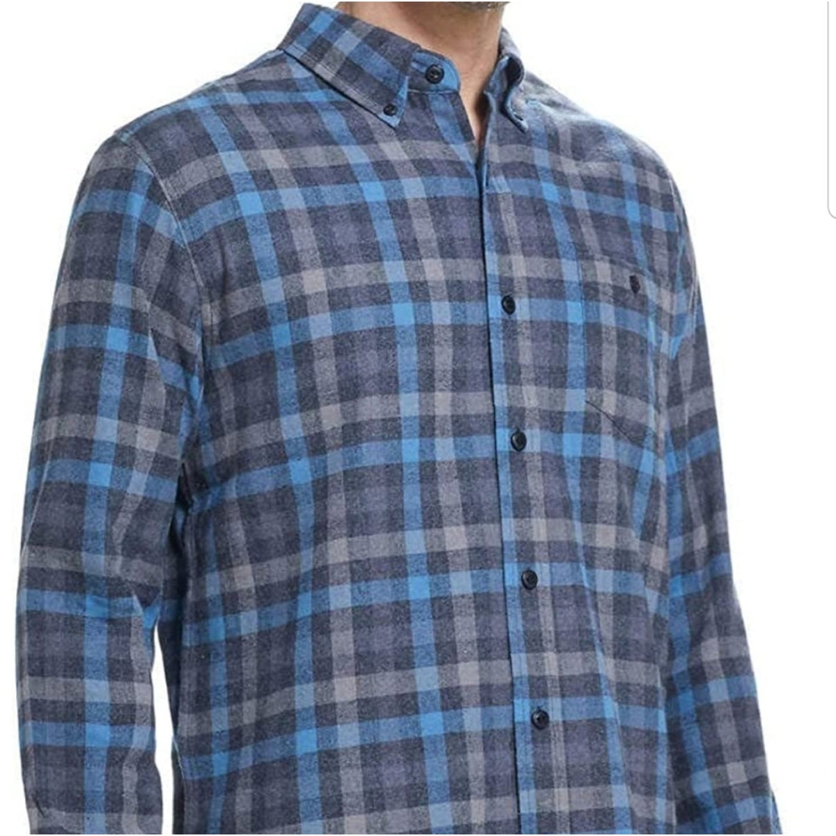 Weatherproof Vintage Blue Grey plaid Flannel SMALL Long Sleeve Button Down NEW