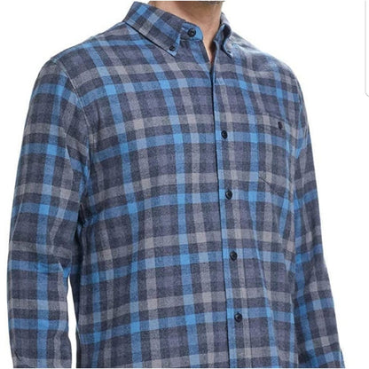 Weatherproof Vintage Blue Grey plaid Flannel SMALL Long Sleeve Button Down NEW