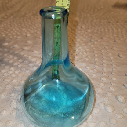 Blue bottle vase Glass Approx. 5" tall Budvase