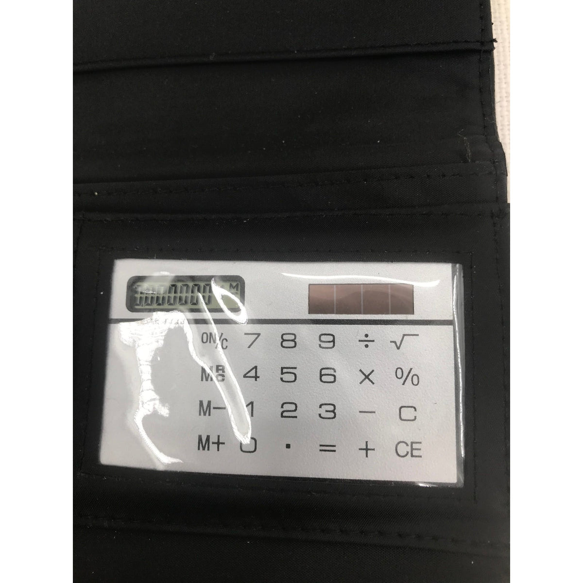 VINTAGE Tri Fold Credit Card Calculator Clutch Hand WALLET Snap Button Black