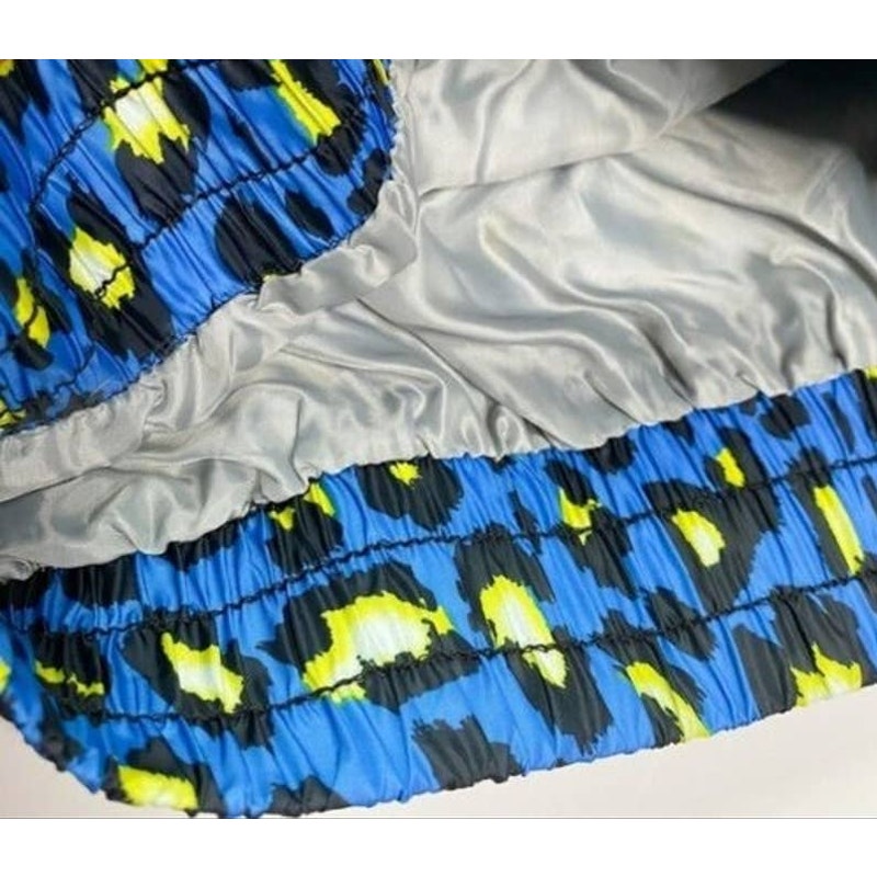 Say What? Blue Animal Print Large NEW Hooded Lightweight Zipper Jacket Raingear
