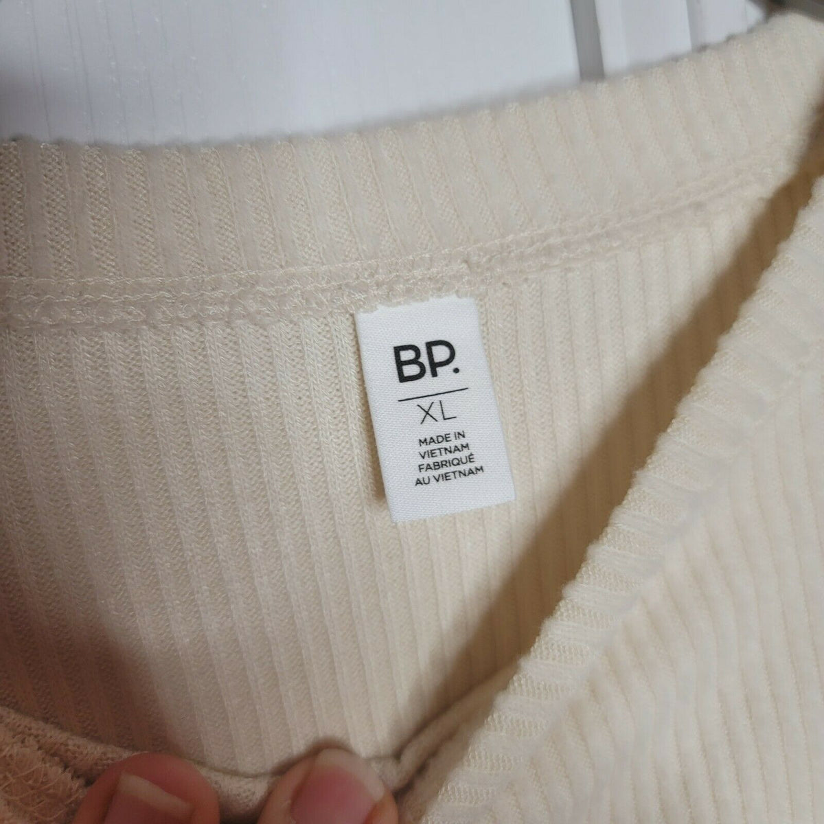BP. Cozy Puff Sleeve Top Ribbed Long Sleeve Shirt Crew Neck Ivory X-Large NWT