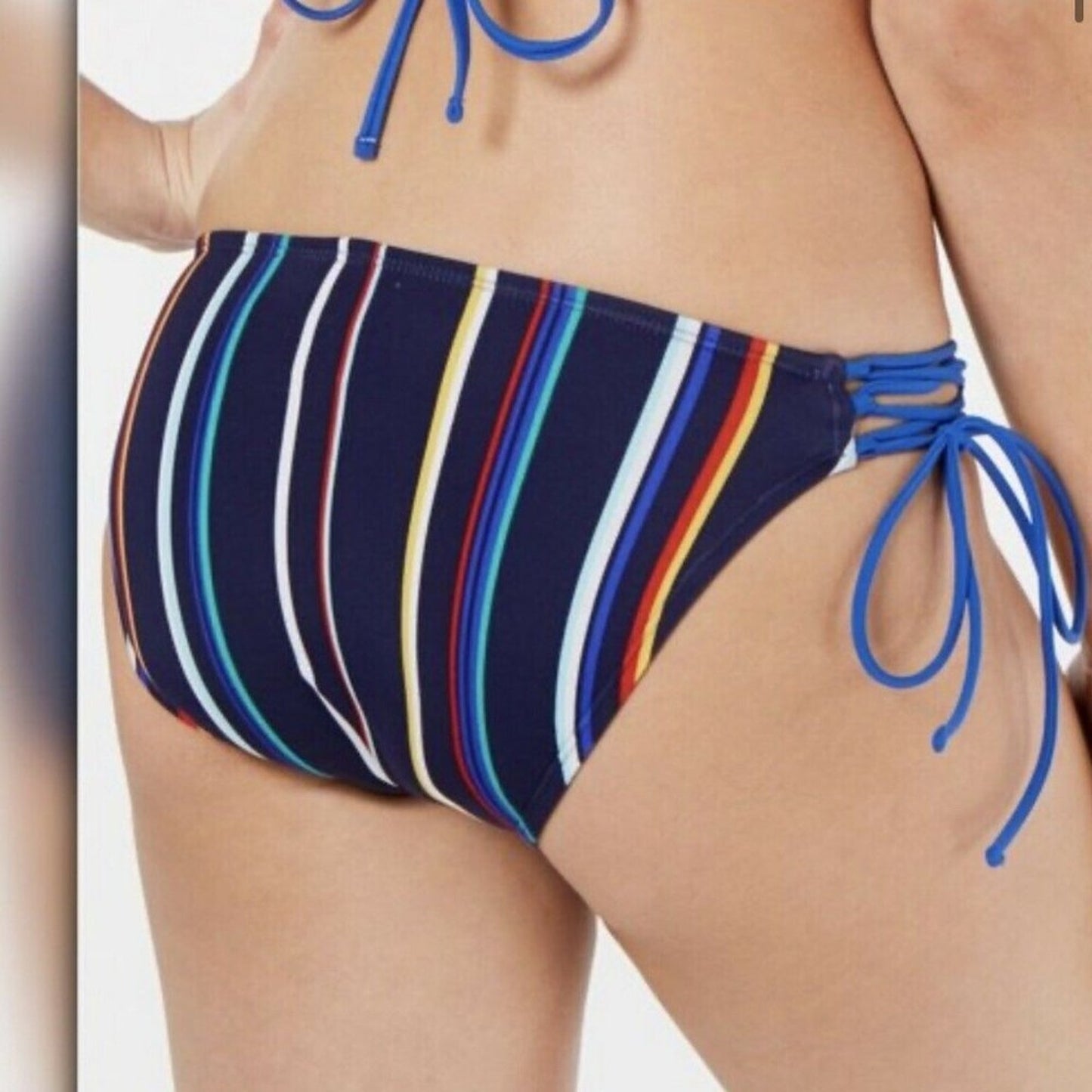 Hula Honey Stripped Side Tie Bikini Bottom Size Medium