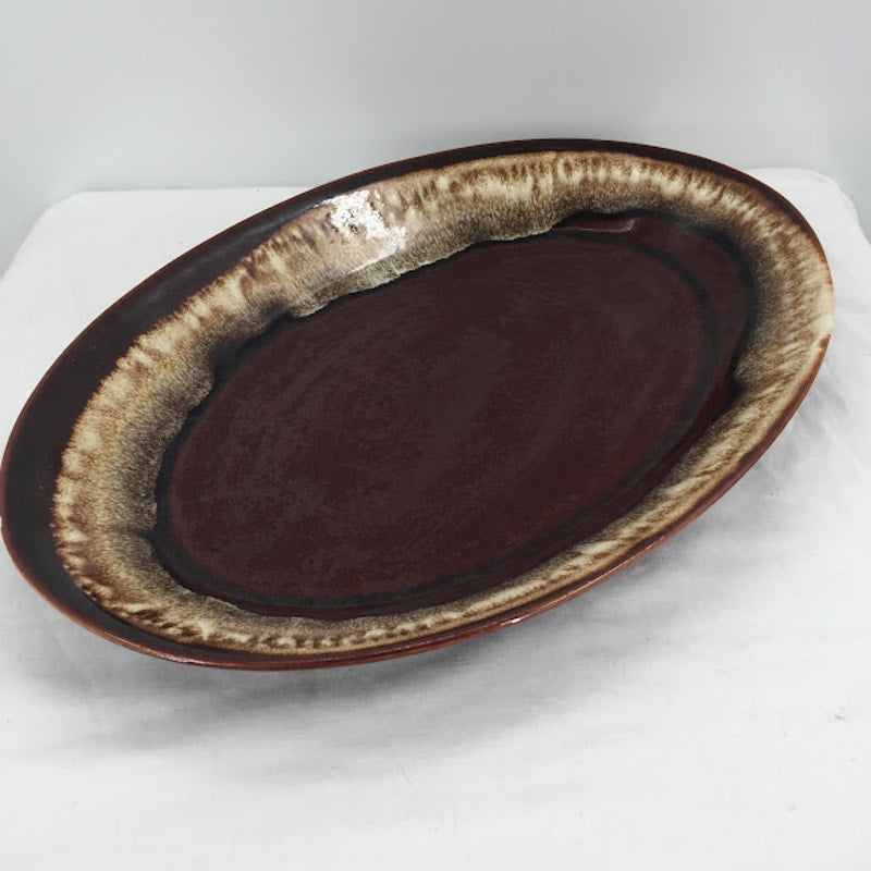 Pzaltzgraff USA 16 Drip wear Brown glaze oval ceramic serving platter