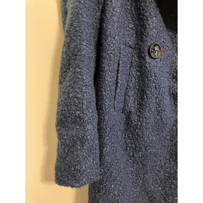 Sam Edelman Faux Shearling Double Breasted Lined Pea Coat Size 4 Blue NWT