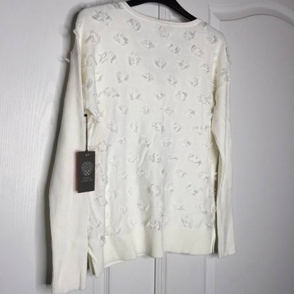 NWT Vince Camuto Cream Floating Fringe Dot Sweater Size XSmall Long sleeve XS