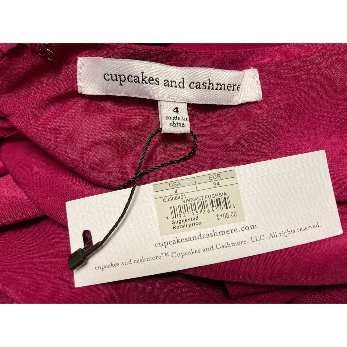 Cupcakes and Cashmere Women's Dress Size 4 Vibrant Fuchsia NEW V-Neck Empire