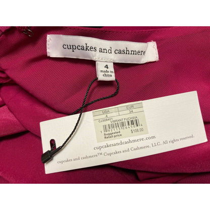 Cupcakes and Cashmere Women's Dress Size 4 Vibrant Fuchsia NEW V-Neck Empire