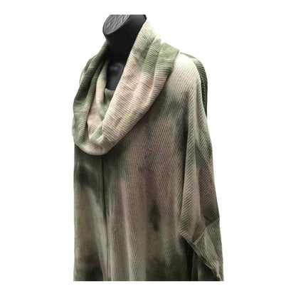 Status by Chenault Tunic Top Oversize Size Medium Olive and Cream Tie Dye NWT