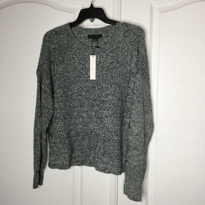 Sanctuary Chunky Knit Pullover Sweater Long Sleeve Crew Neck Marled Black Large