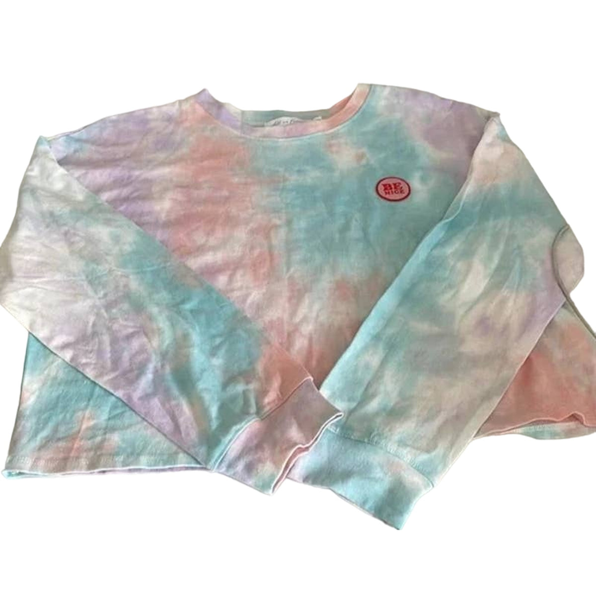 All In Favor Women's T-Shirt Small Purple Peach NEW Tie Dye sweatshirt Crop Crew