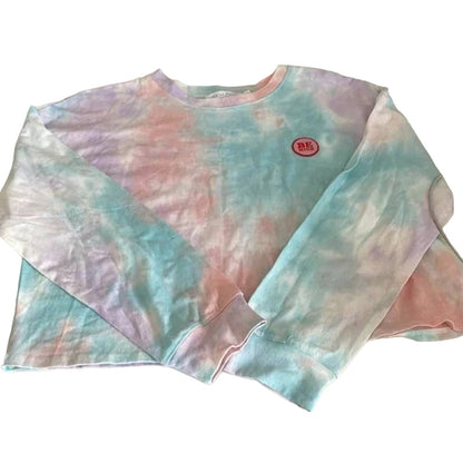 All In Favor Women's T-Shirt Small Purple Peach NEW Tie Dye sweatshirt Crop Crew