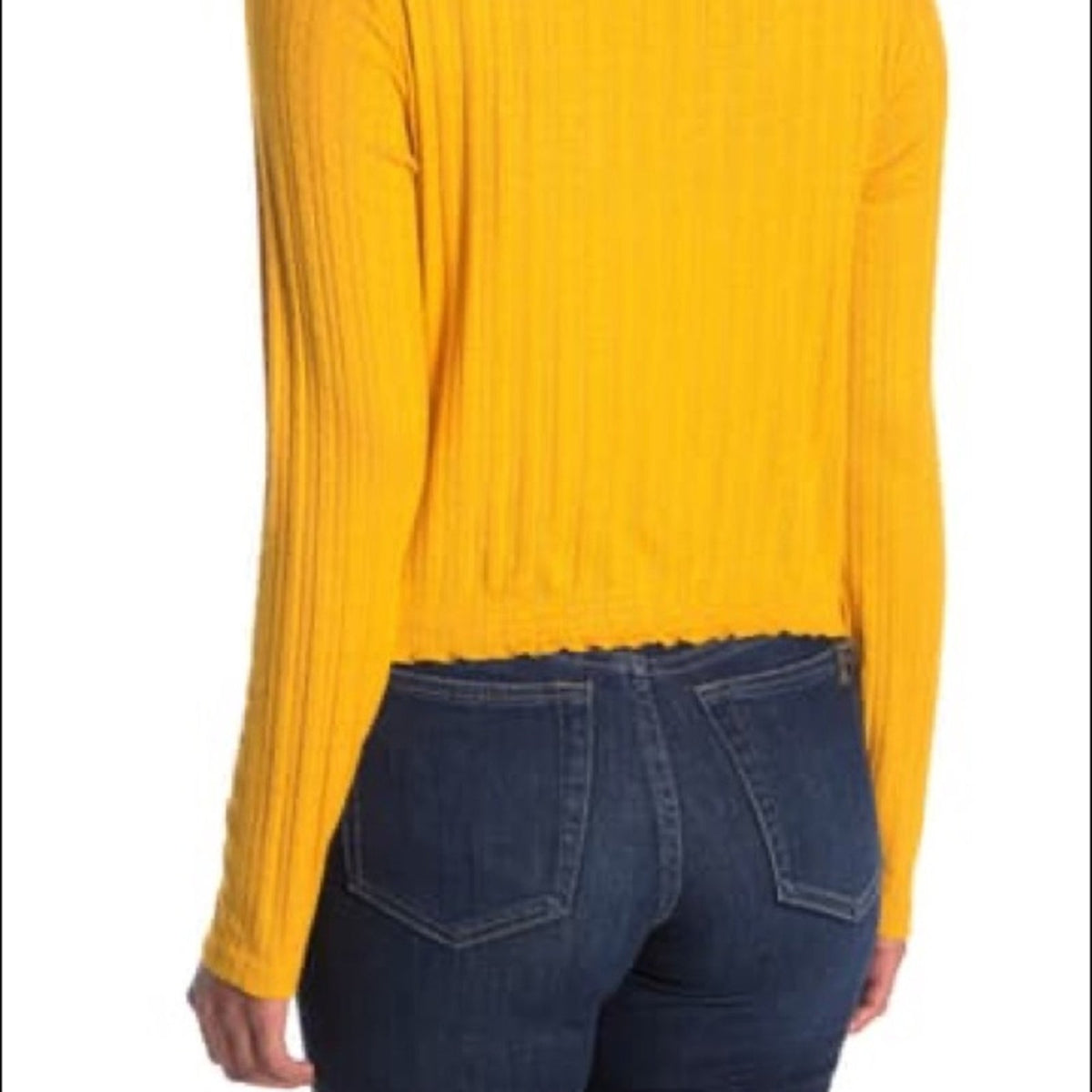 Abound Yellow Pointelle Knit Crop Sweater Large