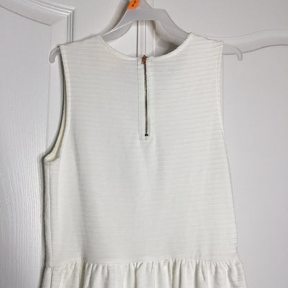One Clothing White Summer Dress SMALL Back Zip Scoop Neck Striped Ivory LIGHT