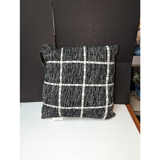 Kensington Garden SMall World Black and White Decorative Cotton Pillow 20x20 NEW