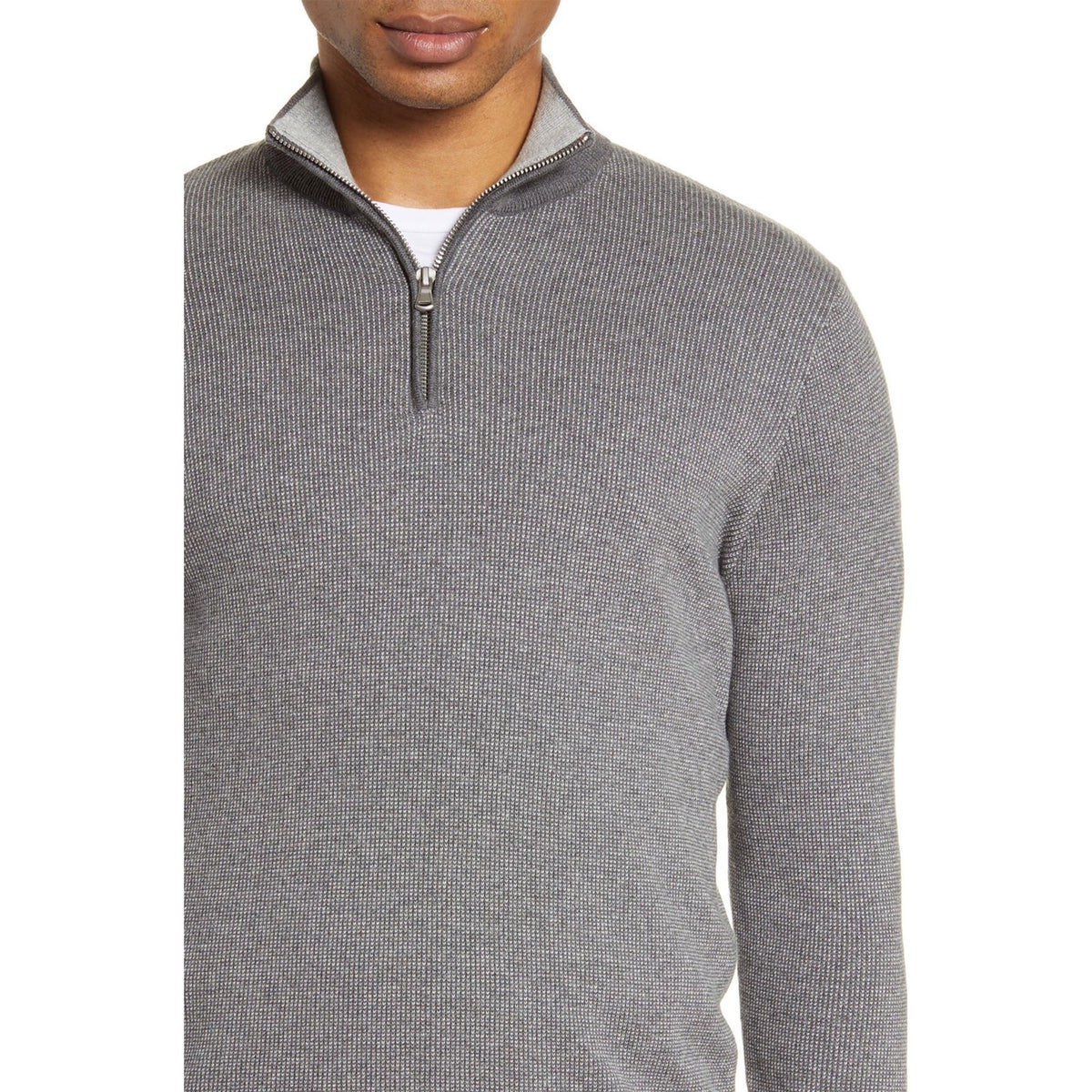 Zachary Prell NWT Men's Quarter Zip Pullover Sweater Gray Cotton Cashmere Small