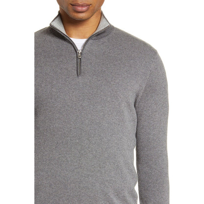 Zachary Prell NWT Men's Quarter Zip Pullover Sweater Gray Cotton Cashmere Small
