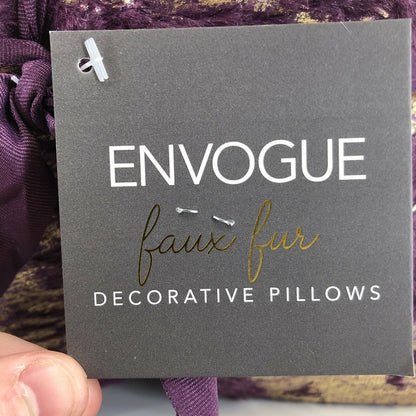 Envogue Decorative Pillows Faux Fur Purple Gold Size 20" x 20" Pair of Two