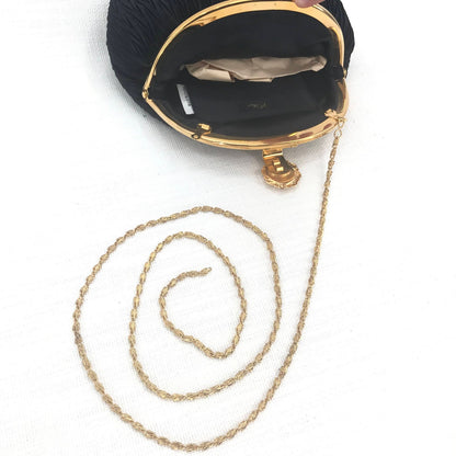 Elka Embellished Locked Party Black Clutches Crossbody Purse Gold Chain