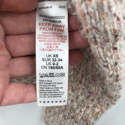Topshop NWT Crew Neck Wool Knitted Sweater Long Sleeves Brown Size XS