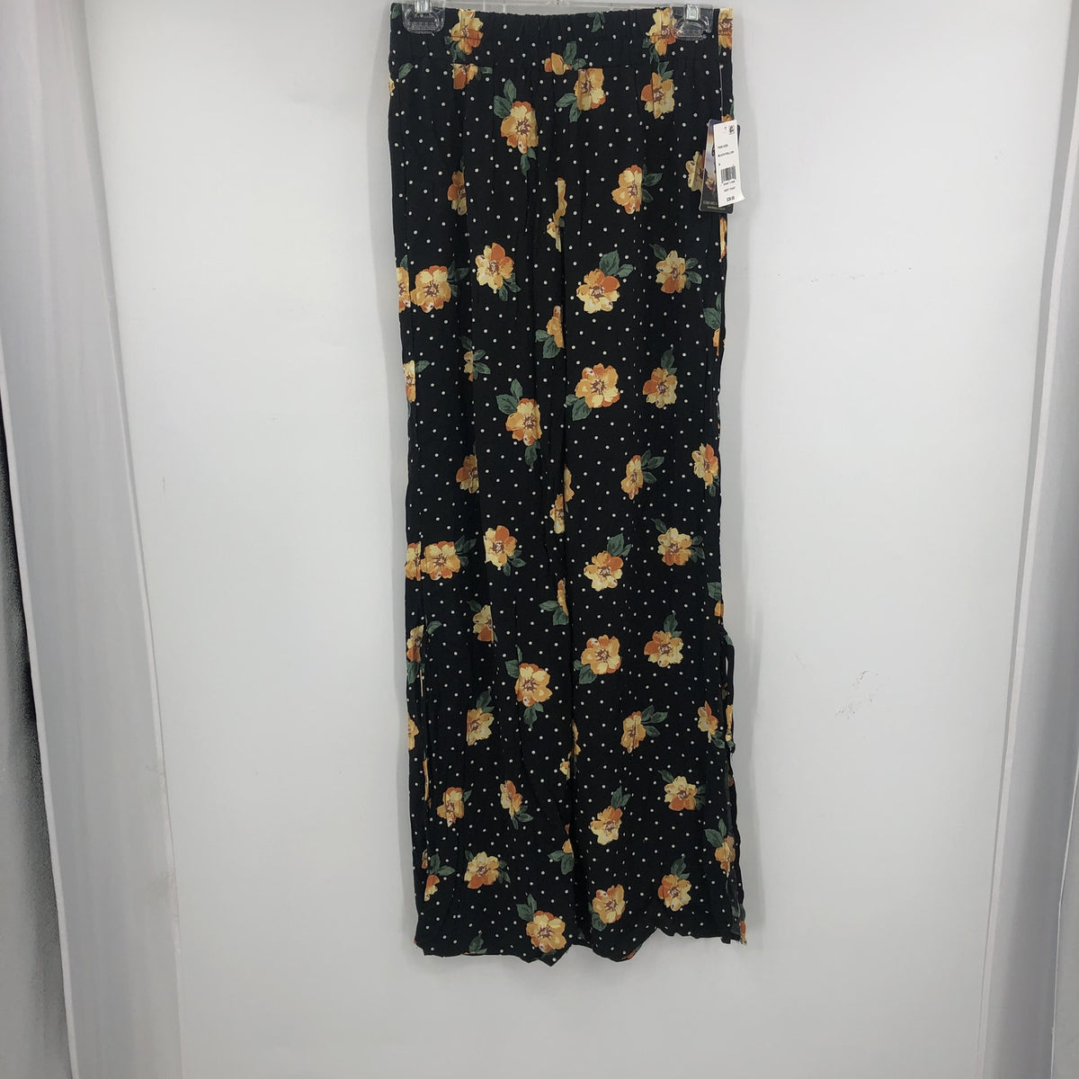 Bebop NWT Floral Side Slit Hem Lace Up Soft Pants High Rise Pull On medium