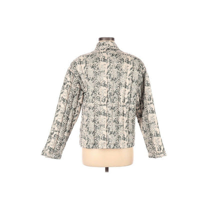ATM NWT Button Up Puffer Down Jacket Long Sleeve Green Snake Skin Size Small