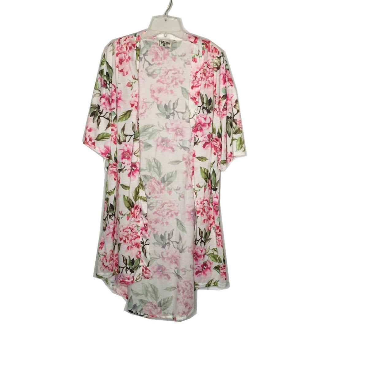 Show Me Your Mumu Duster ROBE Short Sleeve Floral White Green Pink One Size